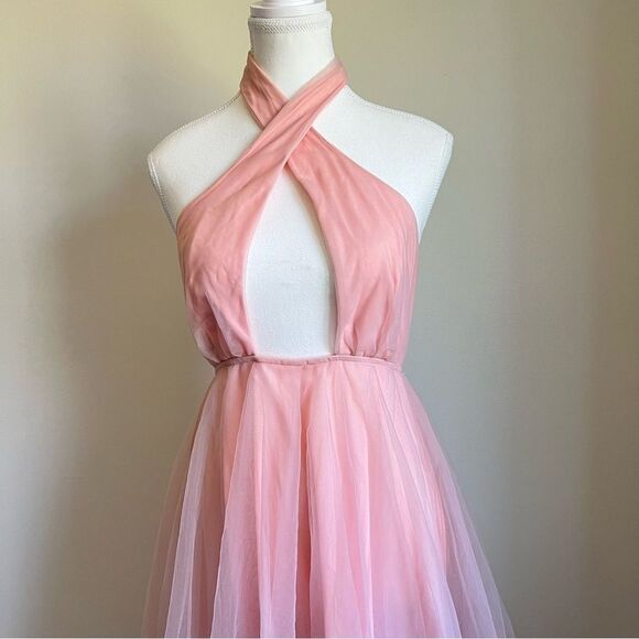Hello Molly Pink Little Tulle Much Midi Halter Dress NEW Size 4 / Small - Picture 5 of 11